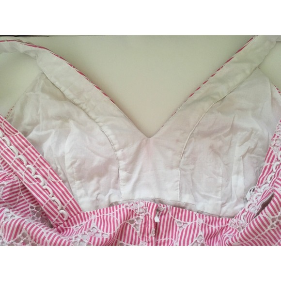 Lilly Pulitzer Shift Pink Striped Eyelet Floral Sleeveless Dress 10 Barbiecore - Picture 10 of 13